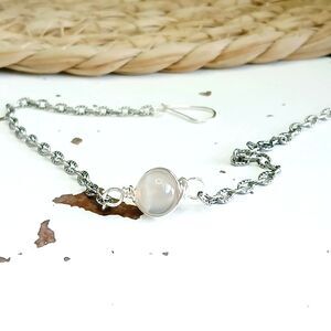 Grey Agate Crystal Bracelet Anklet, Gemstone Jewelry & Accessories, 8.5"